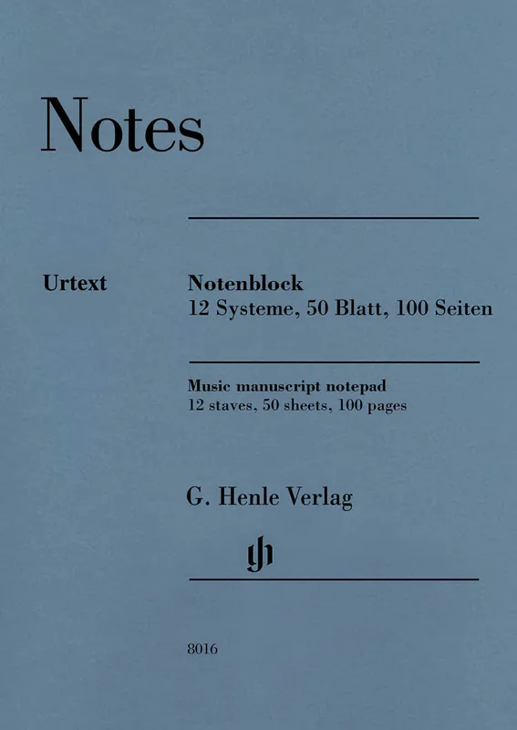 One Day Deal Manuscript Notepad: Henle, 12 staves, 50 sheets, 100pgs (8.3"x11.7")