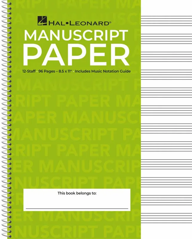 Buy Online Manuscript Paper Wire-Bound: Hal Leonard, Standard (Green Cover) 96pgs (8.5" x 11")