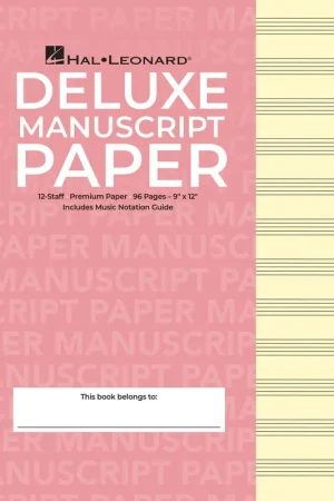 Manuscript Paper Wire-Bound: Hal Leonard, Deluxe Premium (Pink Cover) 96 pgs, 12 staves (9"x12") Clearance