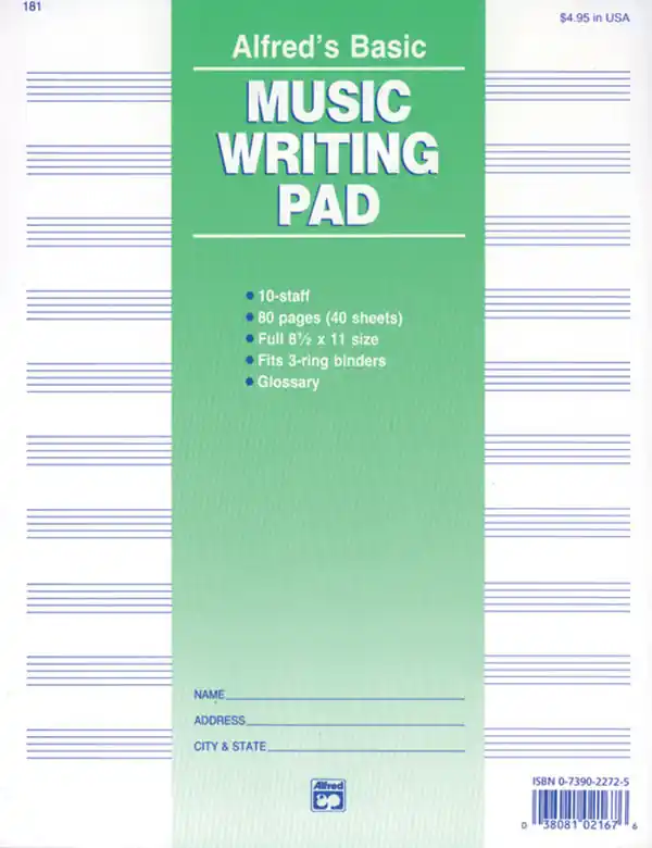 Today Only 10 Stave Music Writing Pad (8.5" x 11")