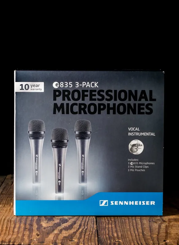 Crafted Sennheiser e835 Dynamic Cardioid Vocal Microphone (3 Pack)