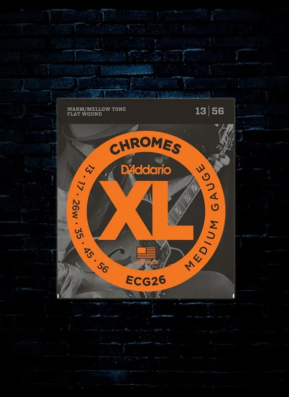 D'Addario ECG26 XL Chromes Flat Wound Electric Strings - Medium (13-56) Don’t Miss Out