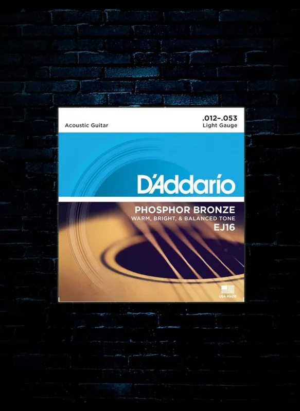Grab Now D'Addario EJ16 Phosphor Bronze Acoustic Strings - Light (12-53)