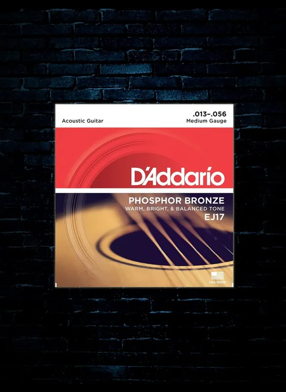 D'Addario EJ17 Phosphor Bronze Acoustic Strings - Medium (13-56) New Release