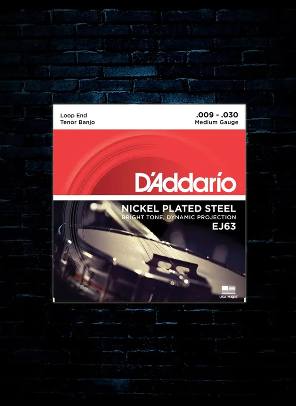 D'Addario EJ63 Nickel Plated Steel Tenor Banjo Strings - Medium (9-30) Editor’s Pick