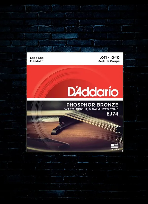 Express Delivery D'Addario EJ74 Phosphor Bronze Mandolin Strings - Medium (11-40)