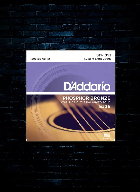 Discount D'Addario EJ26 Phosphor Bronze Acoustic Strings - Custom Light (11-52)