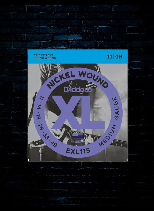 D'Addario EXL115 XL Nickel Wound Electric Strings - Medium (11-49) Hassle-Free Returns