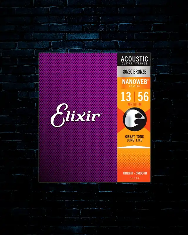 Cheap Elixir 11102 Nanoweb 80/20 Bronze Acoustic Strings - Medium (13-56)