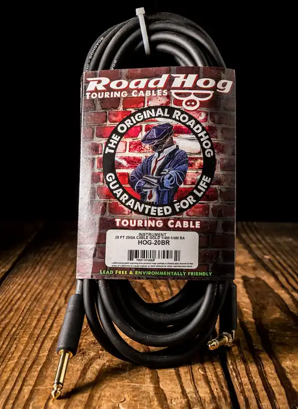 Weekend Sale Rapco HOG-20BR - 20' Roadhog 1/4" to Right Angle Guitar Cable