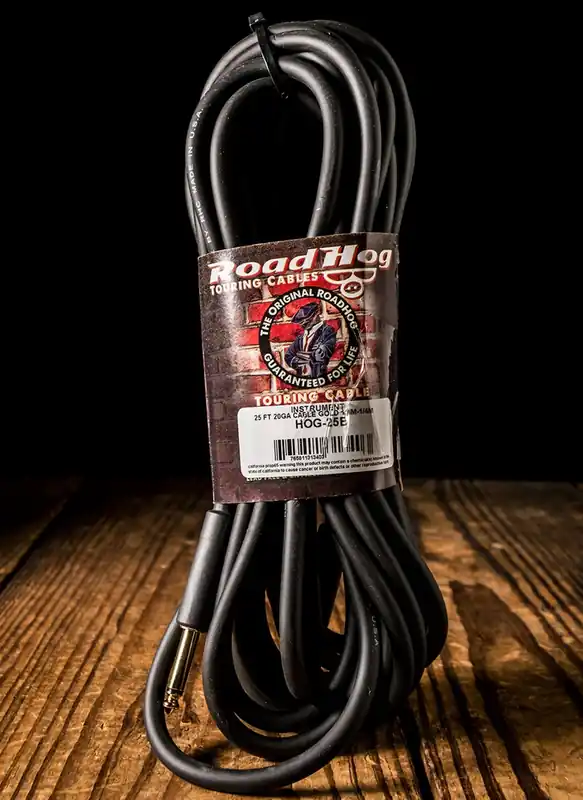 Free Shipping Rapco HOG-25B - 25' Roadhog Straight 1/4" to Straight 1/4" Guitar Cable
