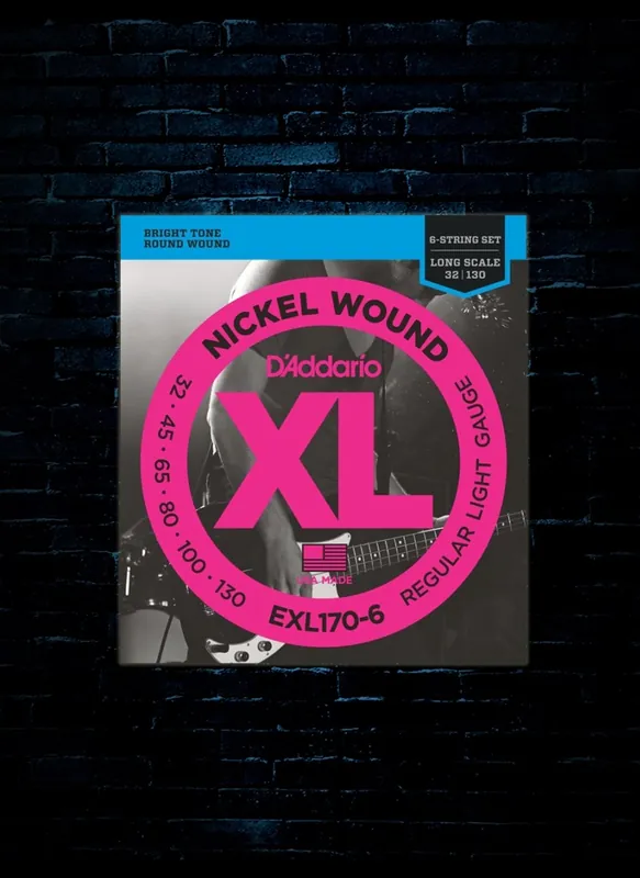 Place Order D'Addario EXL170-6 XL Nickel Wound Bass Strings - 6-String Light (32-130)