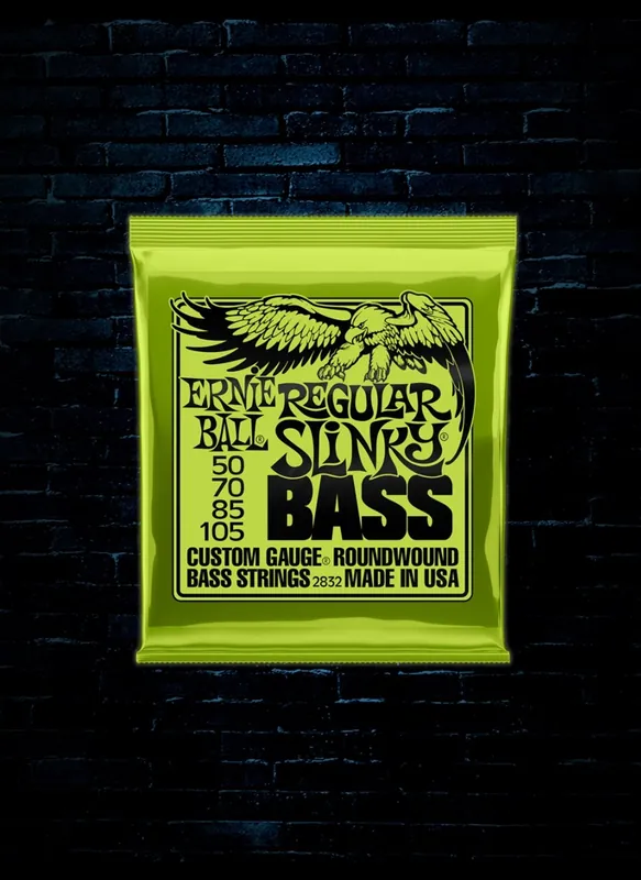 Authentic Ernie Ball 2832 Nickel Wound Electric Bass Strings - Regular Slinky (50-105)