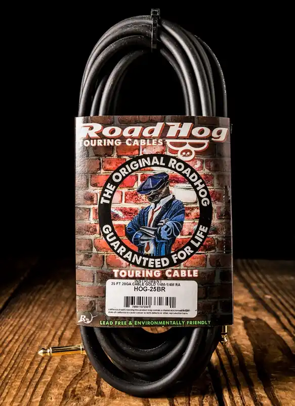 Editor’s Pick Rapco HOG-25BR - 25' Roadhog 1/4" to Right Angle Guitar Cable
