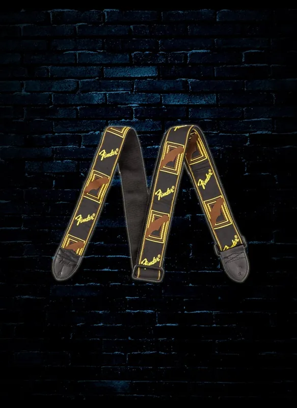 Viral Fender 2" Monogrammed Strap - Black/Yellow/Brown