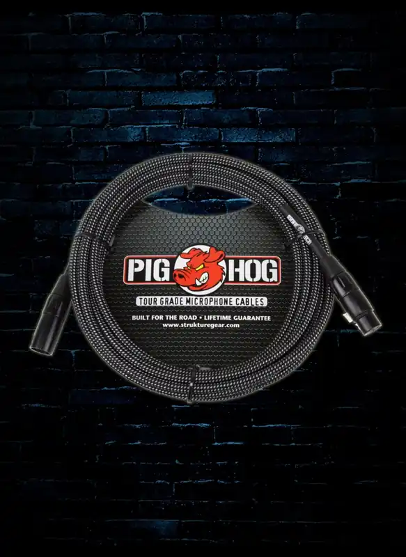 Pig Hog PHM20BKW - 20' Vintage Series Woven XLR Microphone Cable - Black Price Drop