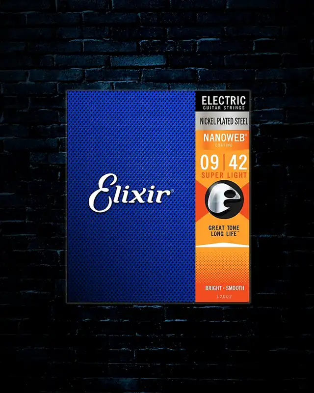 Popular Elixir 12002 Nanoweb Nickel Plated Steel Strings - Super Light (9-42)