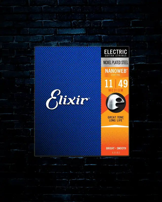 Elixir 12102 Nanoweb Nickel Plated Steel Electric Strings - Medium (11-49) Reduced Price