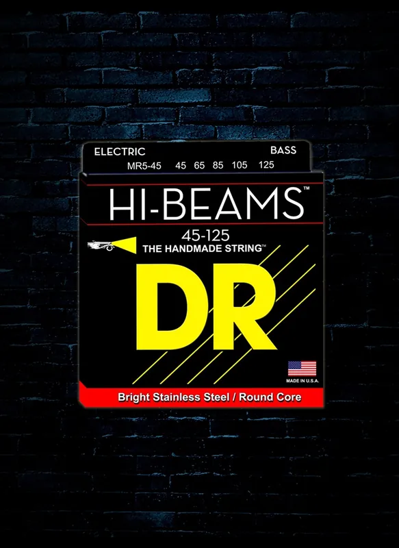 Price Drop DR MR5-45 Hi-Beam Stainless Steel Bass - 5-String Medium (45-125)