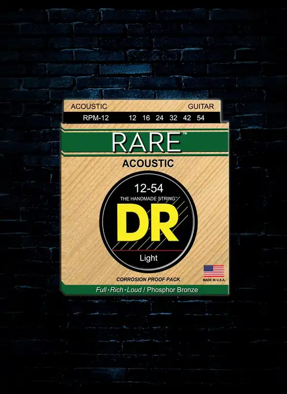 Free Shipping DR RPM-12 Rare Phosphor Bronze Acoustic Strings - Medium (12-54)
