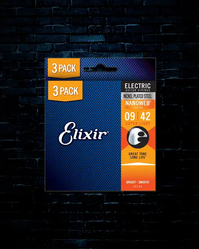 Elixir 16540 Nanoweb Nickel Plated Steel Strings (3 Pack) - Super Light (9-42) Price Drop
