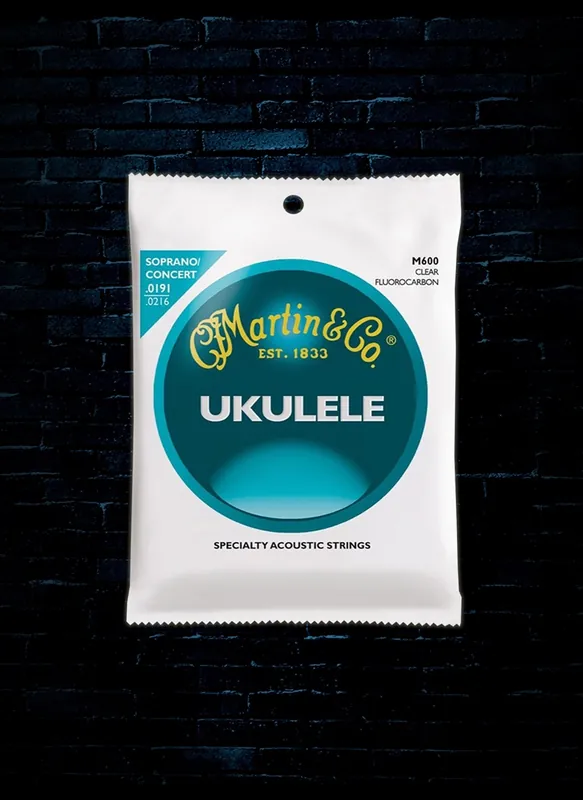 Martin M600 Clear Fluorocarbon Ukulele Strings - Soprano/Concert (191-216) High Quality