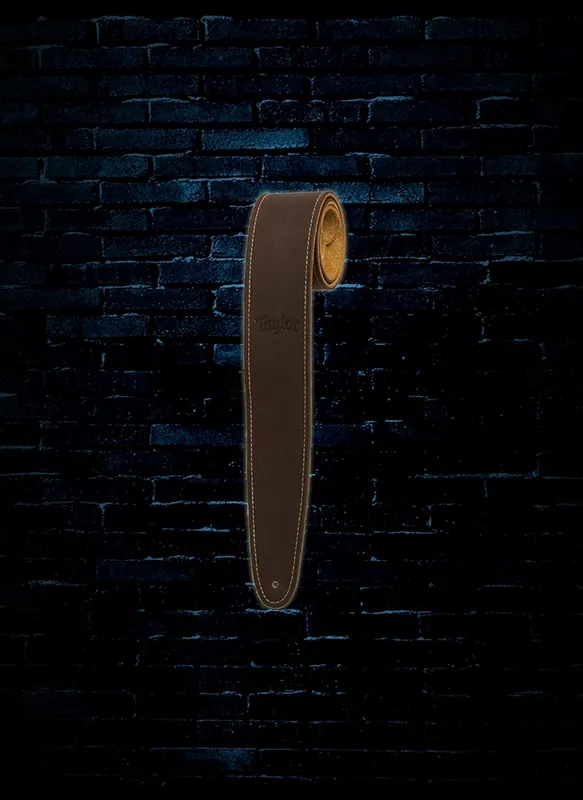 Taylor 2.5" Suede Back Leather Guitar Strap - Chocolate Worldwide Shipping