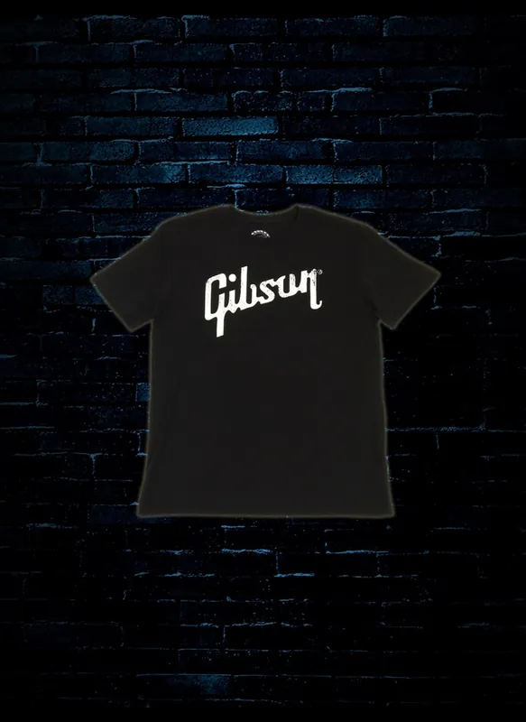 Gibson Distressed Logo T-Shirt (X-Large) - Black Time-Limited