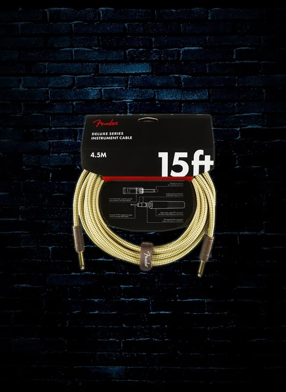 Price Cut Fender Deluxe 15' Straight to Straight Guitar Cable - Tweed