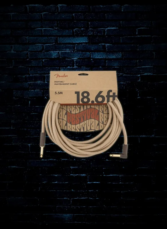 Affordable Fender 18.6' Straight to Right-Angle Festival Hemp Instrument Cable - Natural