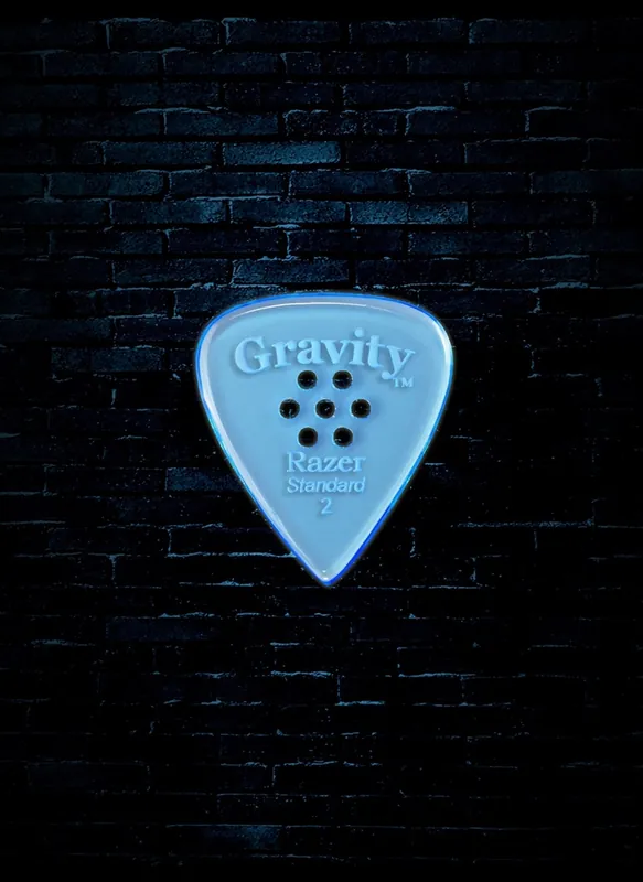 Holiday Sale Gravity 2mm Razer Shape Standard Multi-Hole Grip Guitar Pick - Blue