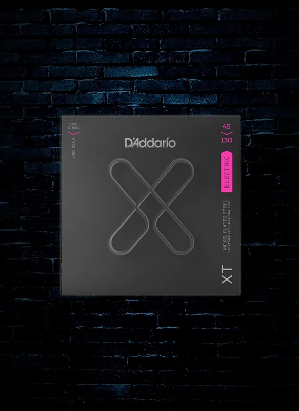 D'Addario XTB45130 - XT Nickel Plated Steel Bass Strings - Light 5-String Long Scale (45-130) Worldwide Shipping