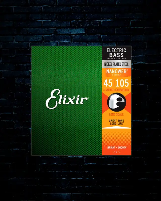 Elixir 14077 Nanoweb Nickel Plated Steel Bass - Light/Medium (45-105) Same Day Shipping