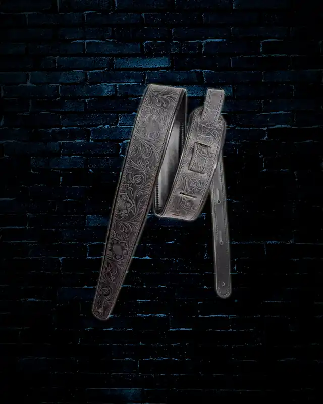 Mega Sale LM Products PM-13 - 2.5" Wesern Tooled Premier Guitar Strap - Black