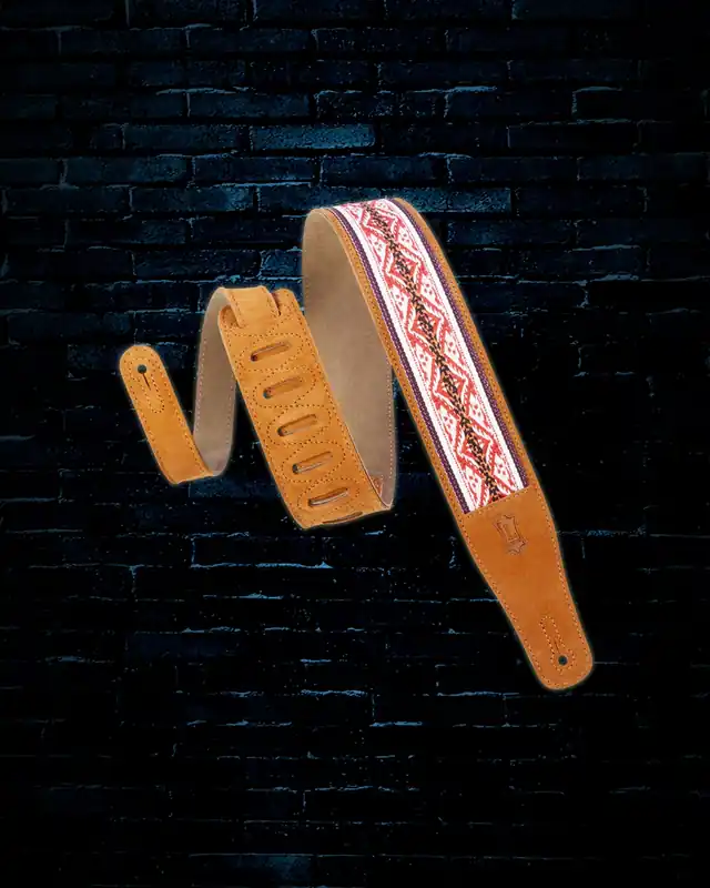 Levy's 2.5" Print Series Suede Leather Guitar Strap - Honey Holiday Sale