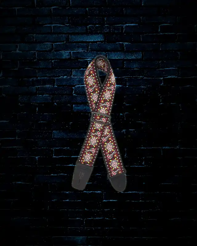 New Release LM FF-15 - 2" Retro Jacquard Guitar Strap - Red