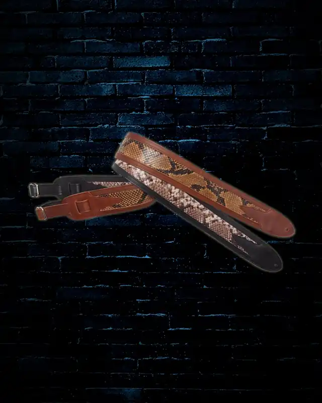 Authentic LM Products 2.5" Gallery Series Luxe Snake Guitar Strap - Brown