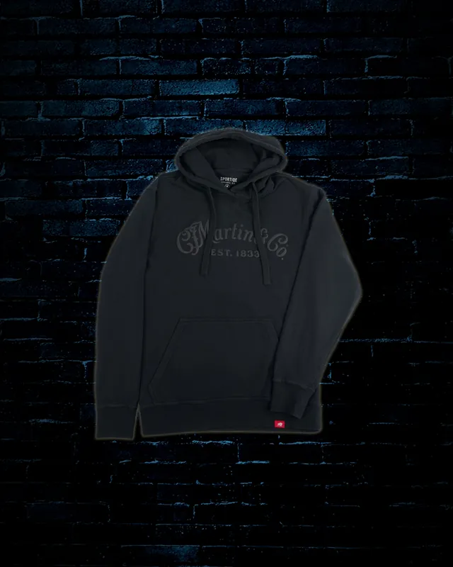 High Quality Martin Tone On Tone Hoodie Sweatshirt - Black (Large)