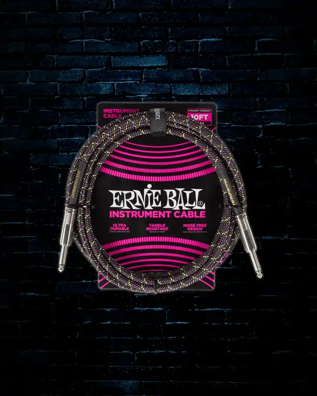 Ernie Ball 10' Braided Straight Instrument Cable - Purple Python Money Back Guarantee