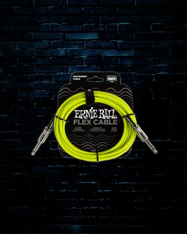 Ernie Ball 10' Flex Straight to Straight Instrument Cable - Green Exclusive