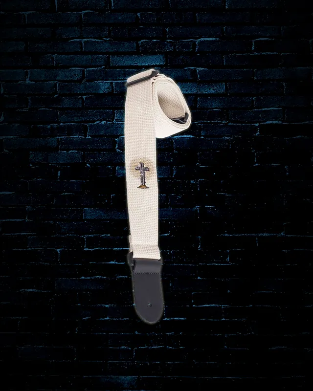 Premium Henry Heller 2" Embroidered Cross Cotton Guitar Strap - Natural