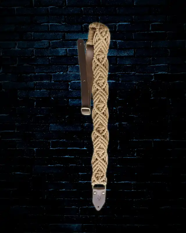 LM 2" Macrame Guitar Strap - Beige Free Shipping