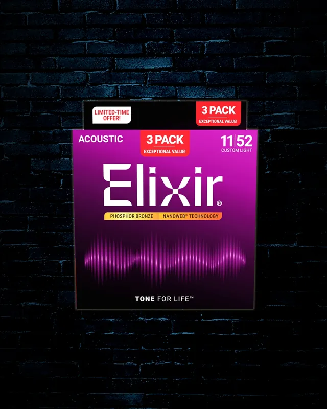Best Choice Elixir 16027 Nanoweb Phosphor Bronze Acoustic Strings (3 Pack) - Custom Light (11-52))