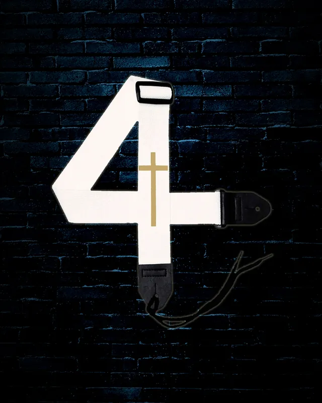 Editor’s Pick Legacy 2" Cotton Christian Gold Cross Guitar Strap - White