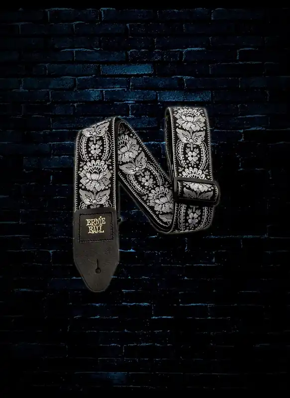 Money Back Guarantee Ernie Ball 2" Jacquard Guitar Strap - Silver Orleans
