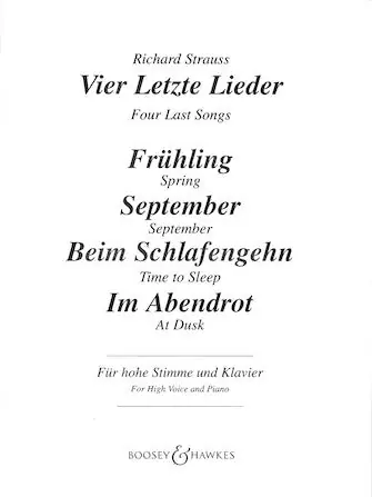 Sale Strauss Vier Lezte Lieder (Four Last Songs) High Voice