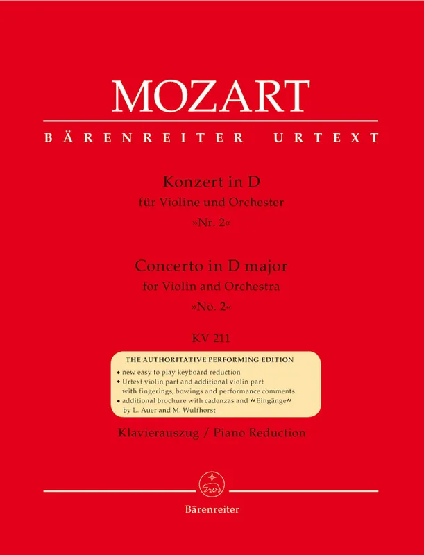 Seasonal Sale Mozart Concerto for Violin and Orchestra No. 2 D major K. 211