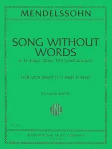 Mega Sale Mendelssohn Song Without Words in D major, Opus 109 post. for Cello