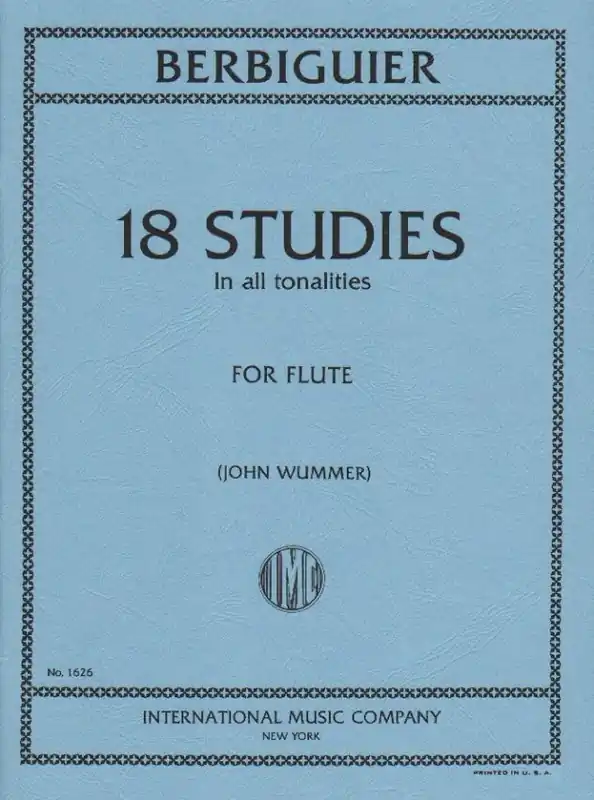 Seasonal Sale Berbiguier 18 Studies for Flute