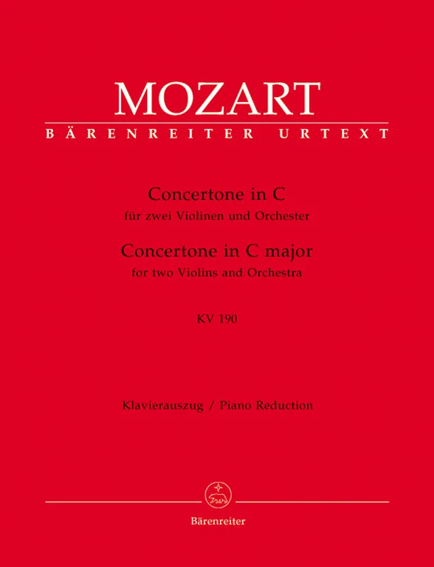 Fast Shipping Mozart Concertone for two Violins and Orchestra C major K. 190 (166b; KV6:186 E)